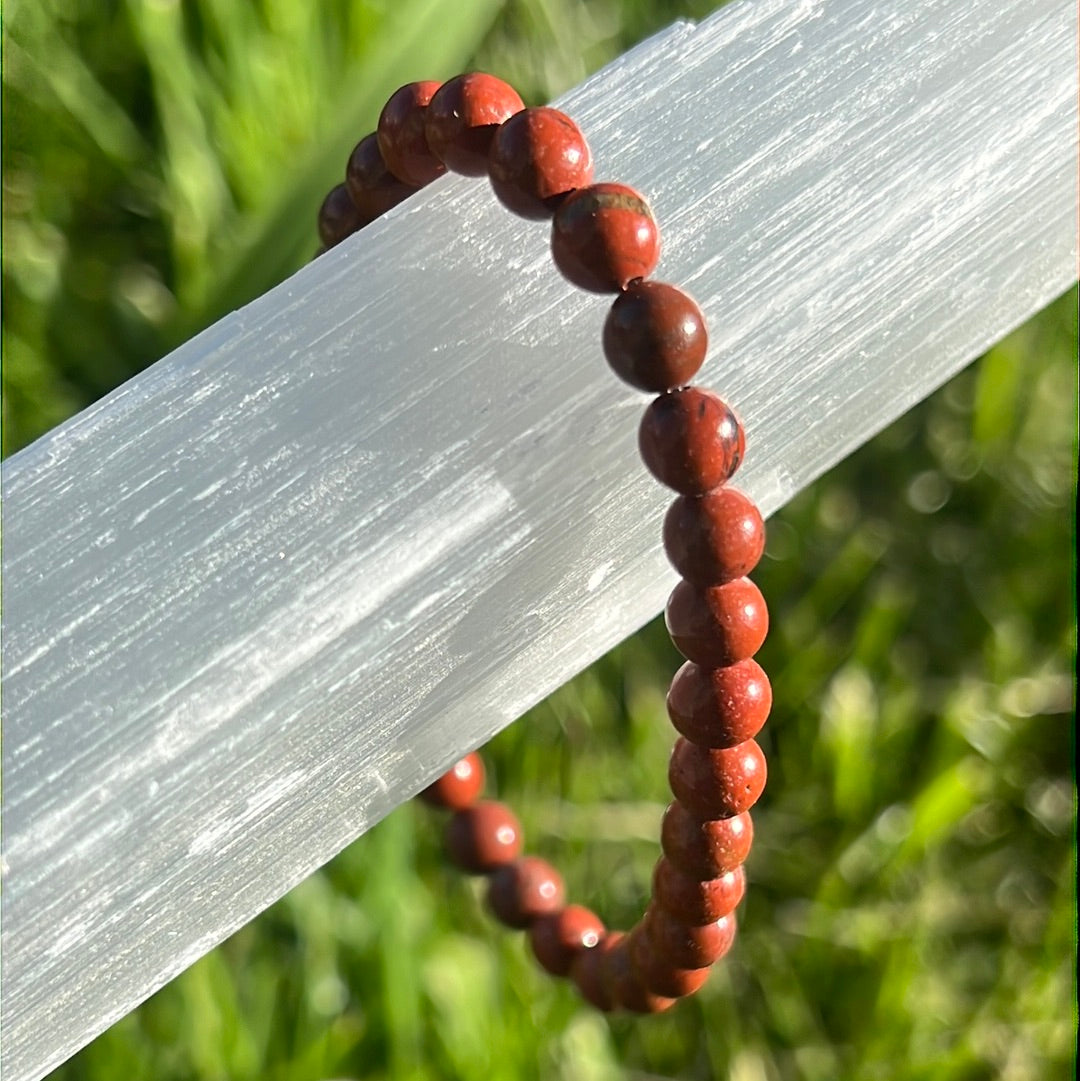 Red Jasper Stretchable Bracelet - Unisex