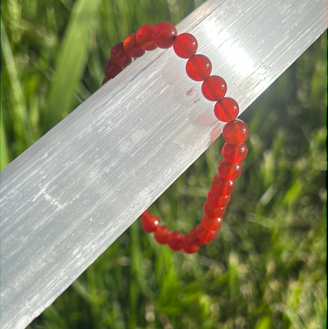 Carnelian stone bracelet | Healing crystal bead bracelet