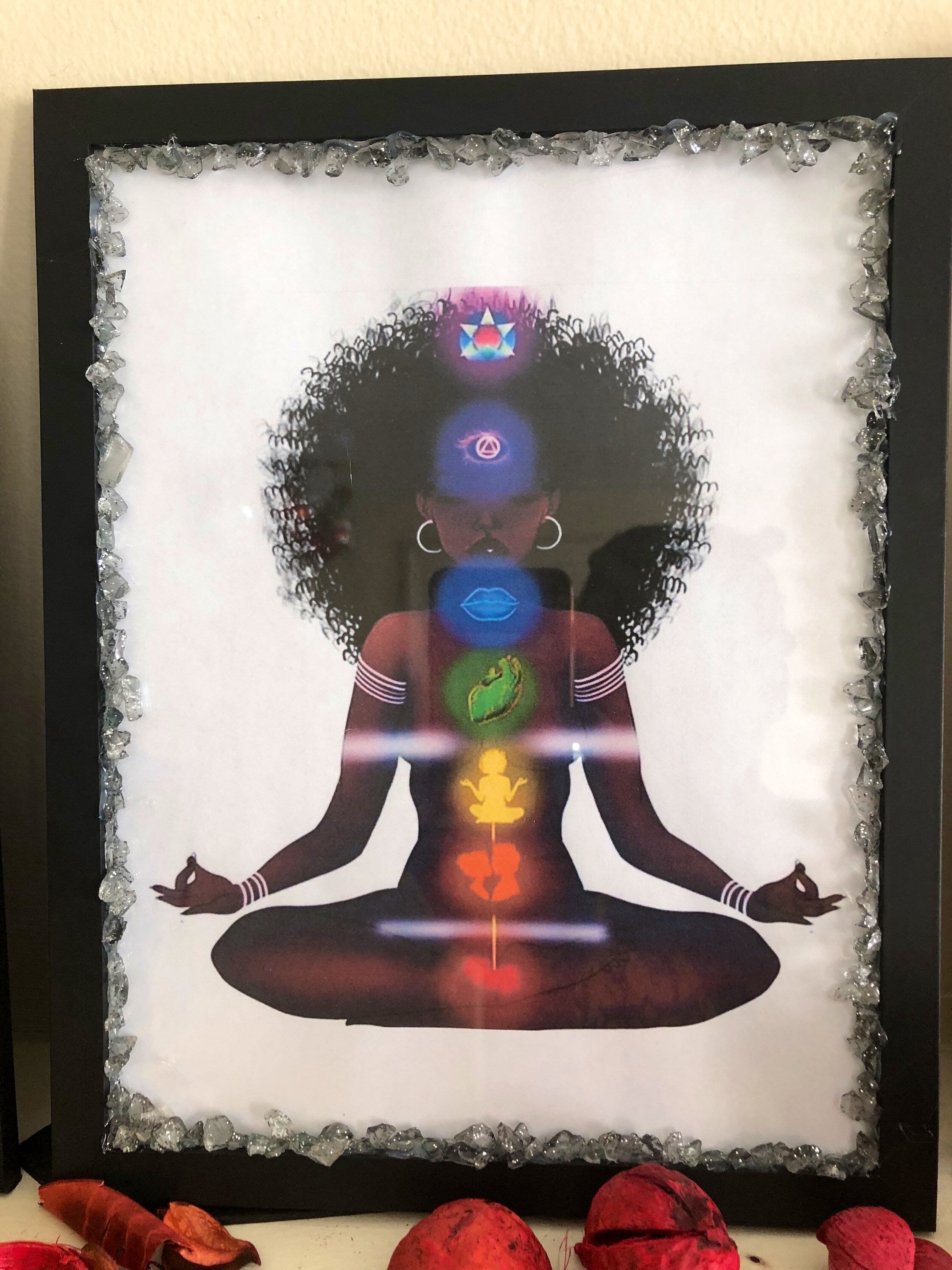 Seven Chakras art - Black Girl Yoga Framed