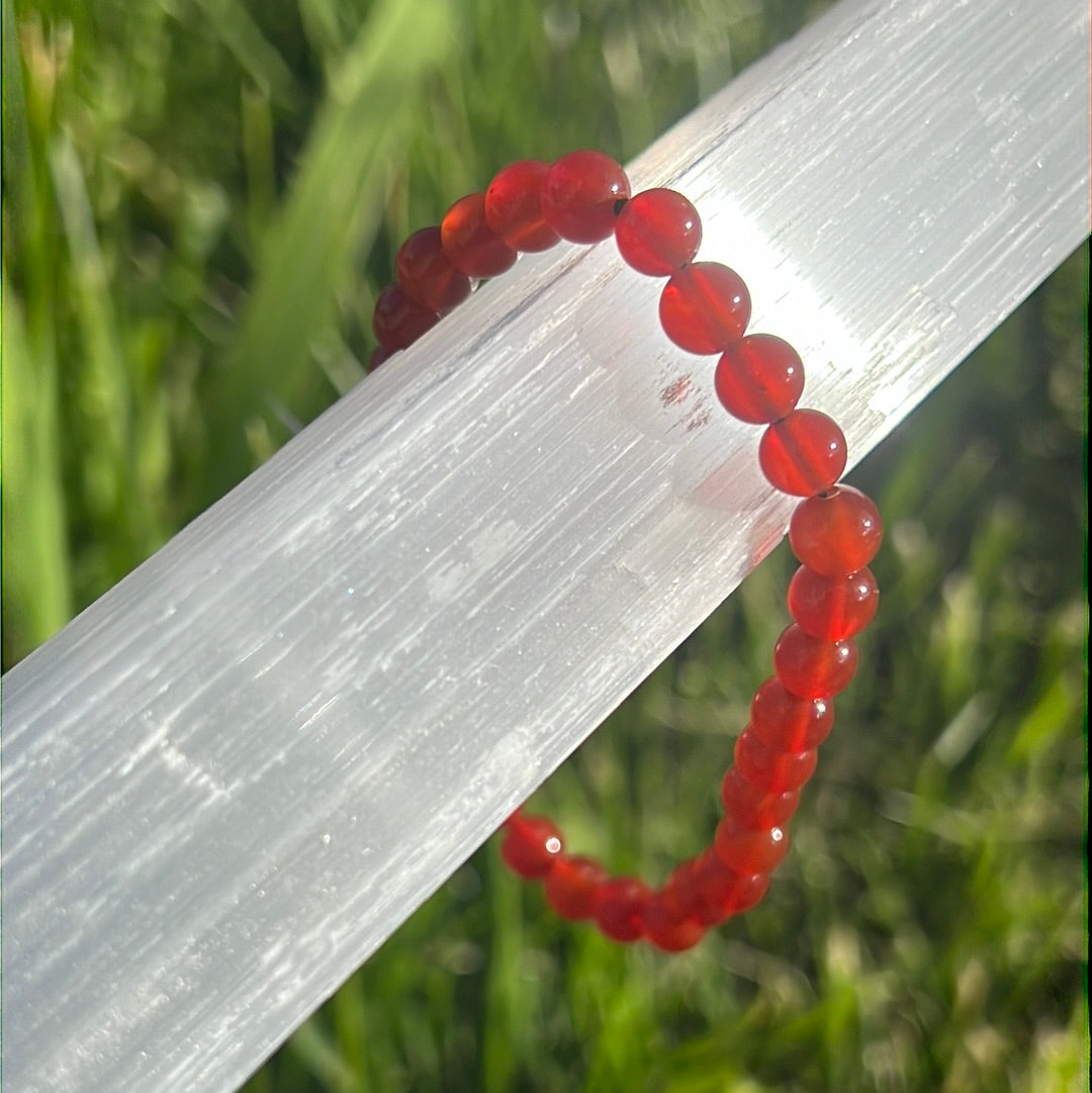 Carnelian stone bracelet | Healing crystal bead bracelet