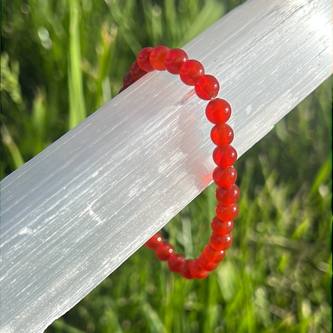 Carnelian stone bracelet | Healing crystal bead bracelet