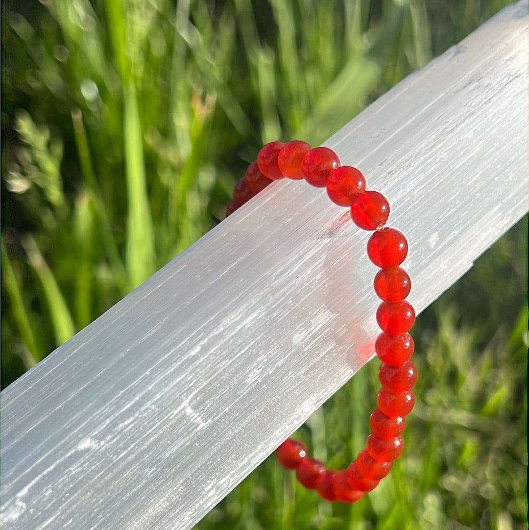 Carnelian stone bracelet | Healing crystal bead bracelet