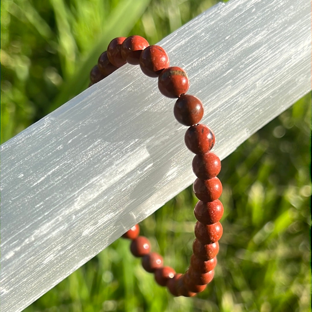 Red Jasper Stretchable Bracelet - Unisex