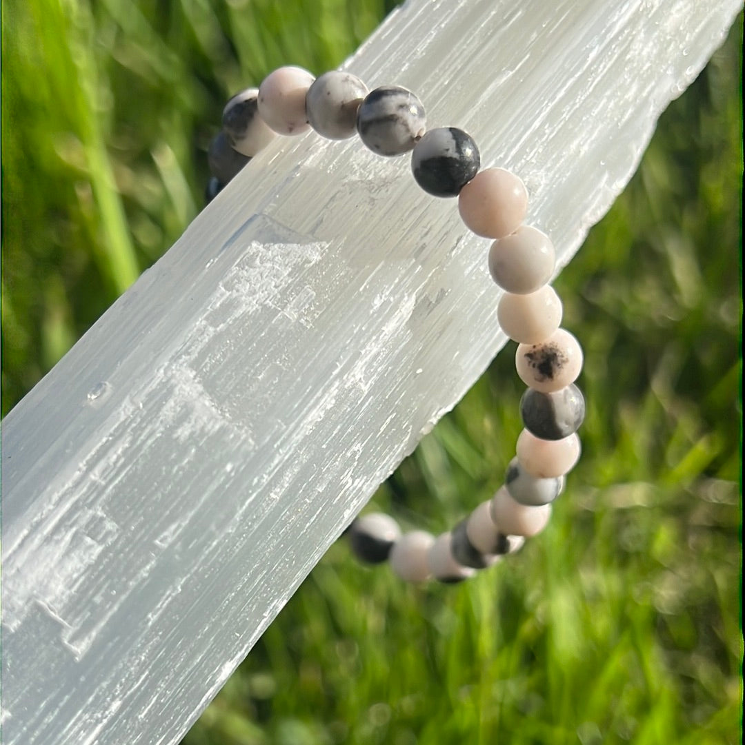 Pink Zebra Jasper Bracelet - Gemstone beads bracelet