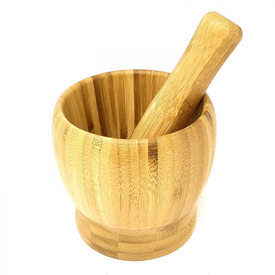 wooden mortar and pestle