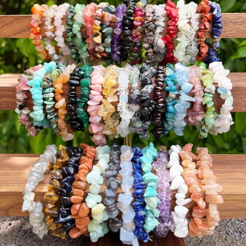 Crystal chip bracelets