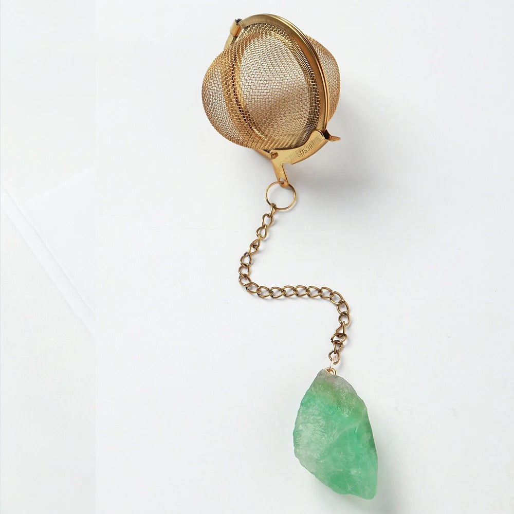 green fluorite tea strainer