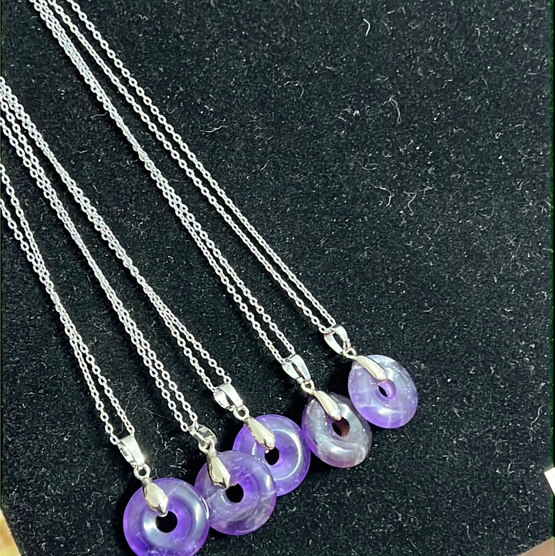 Amethyst Donut Crystal Necklace