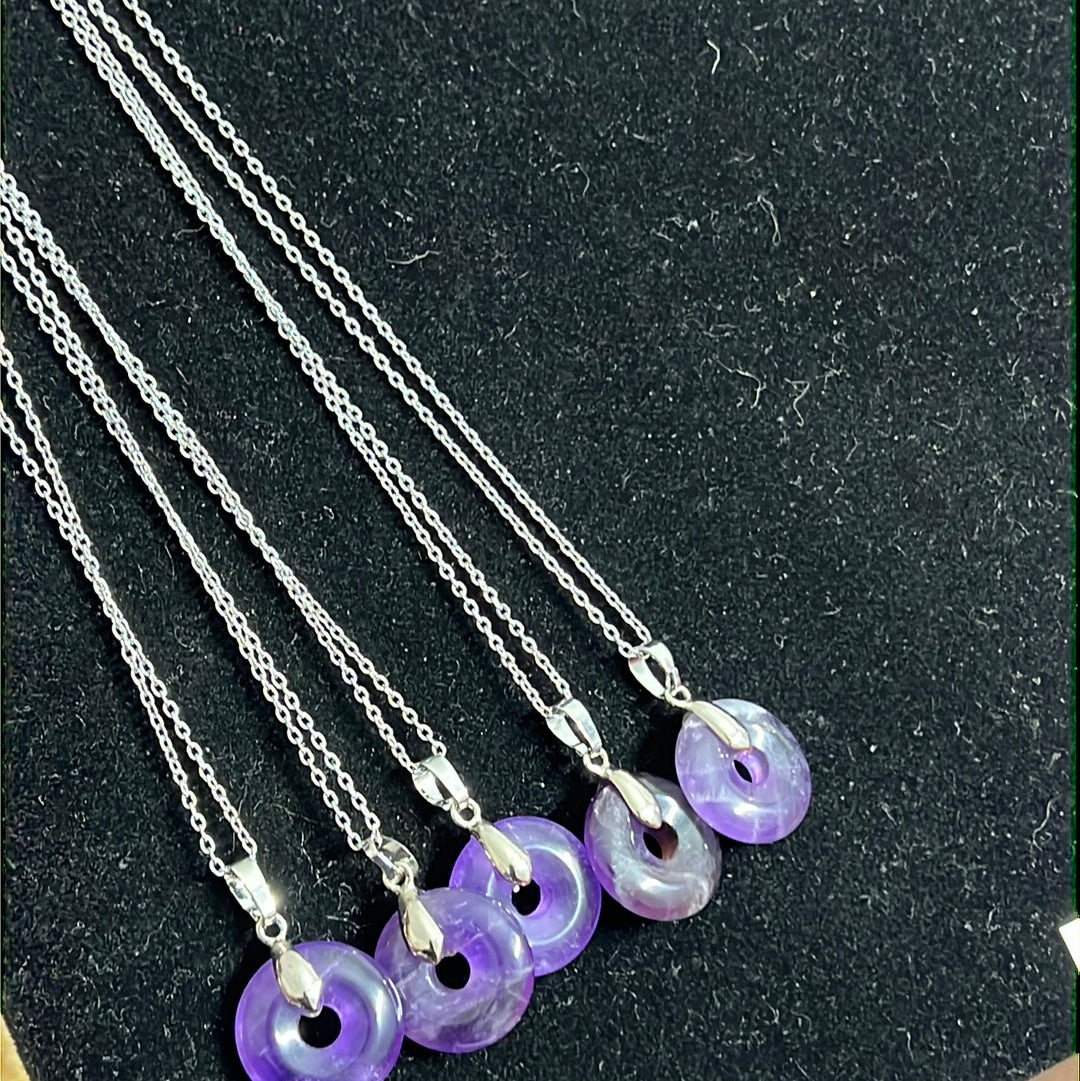 Amethyst Donut Crystal Necklace