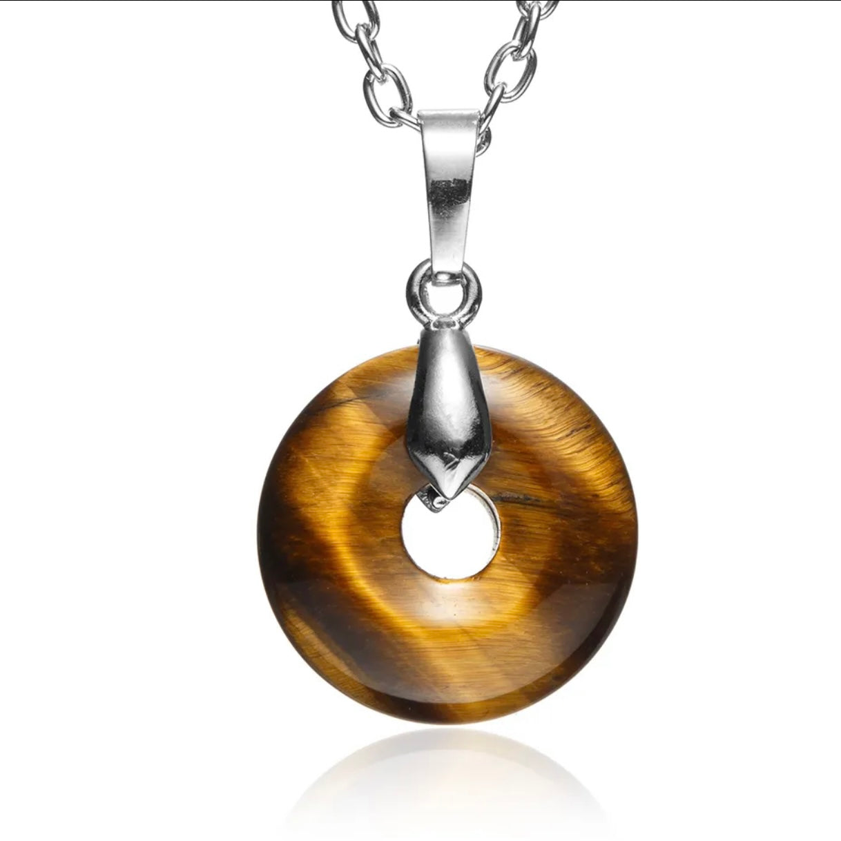 Tiger Eye Donut Gemstone necklace