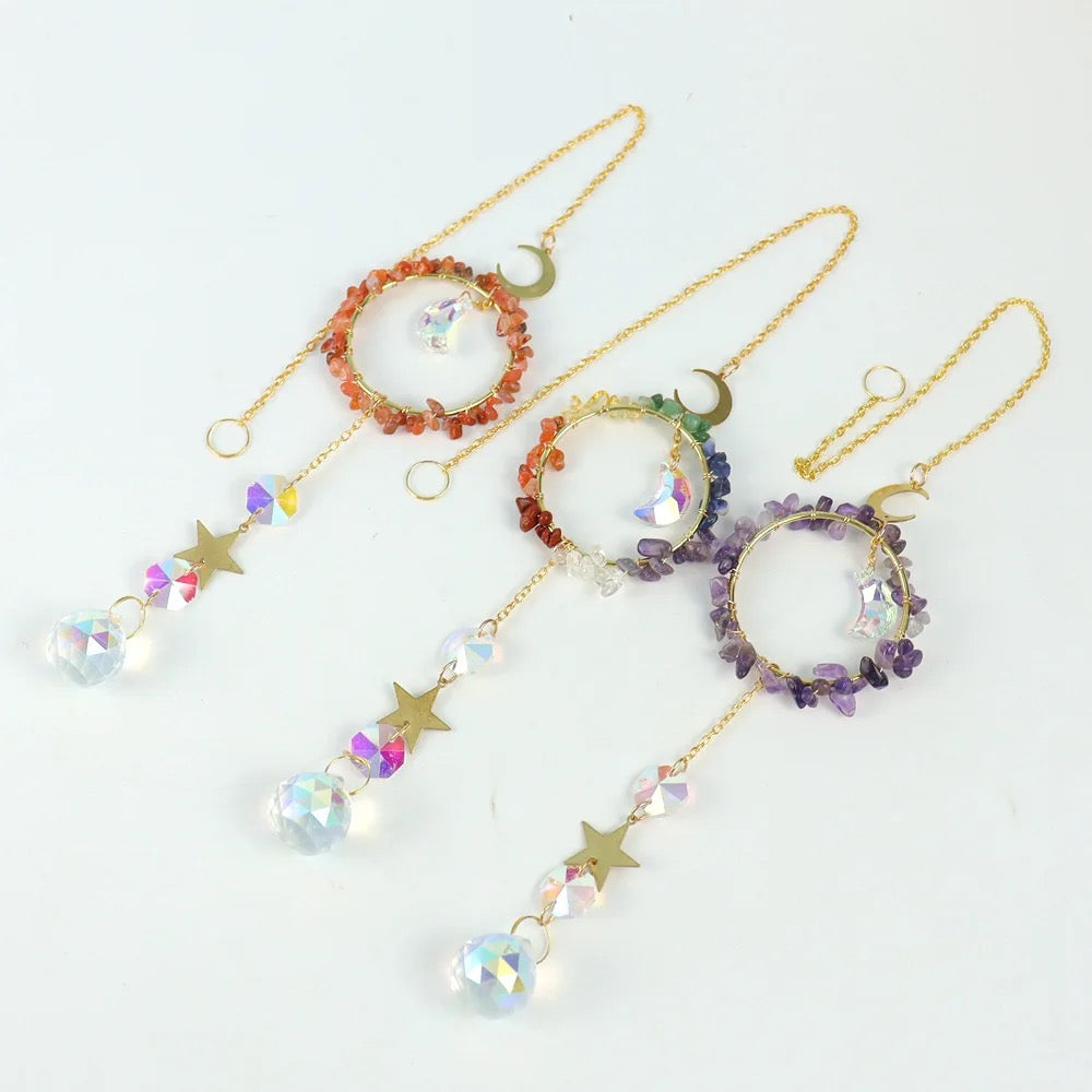 Crystal Suncatchers with Moon & Star