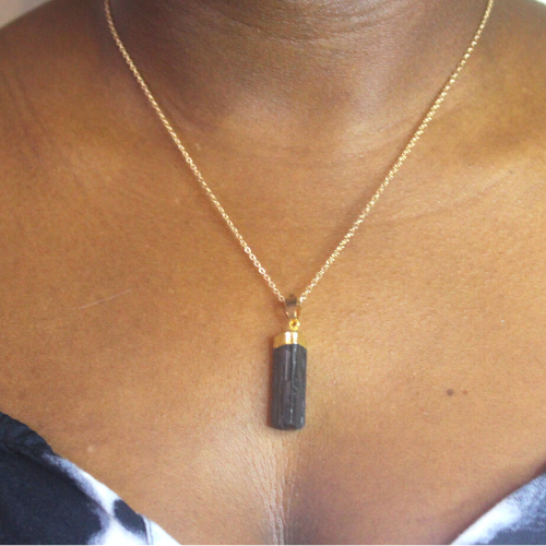 Tourmaline necklace with gold chain