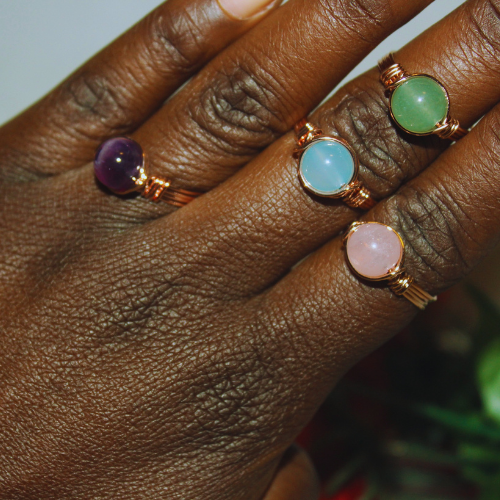 healing crystal rings set