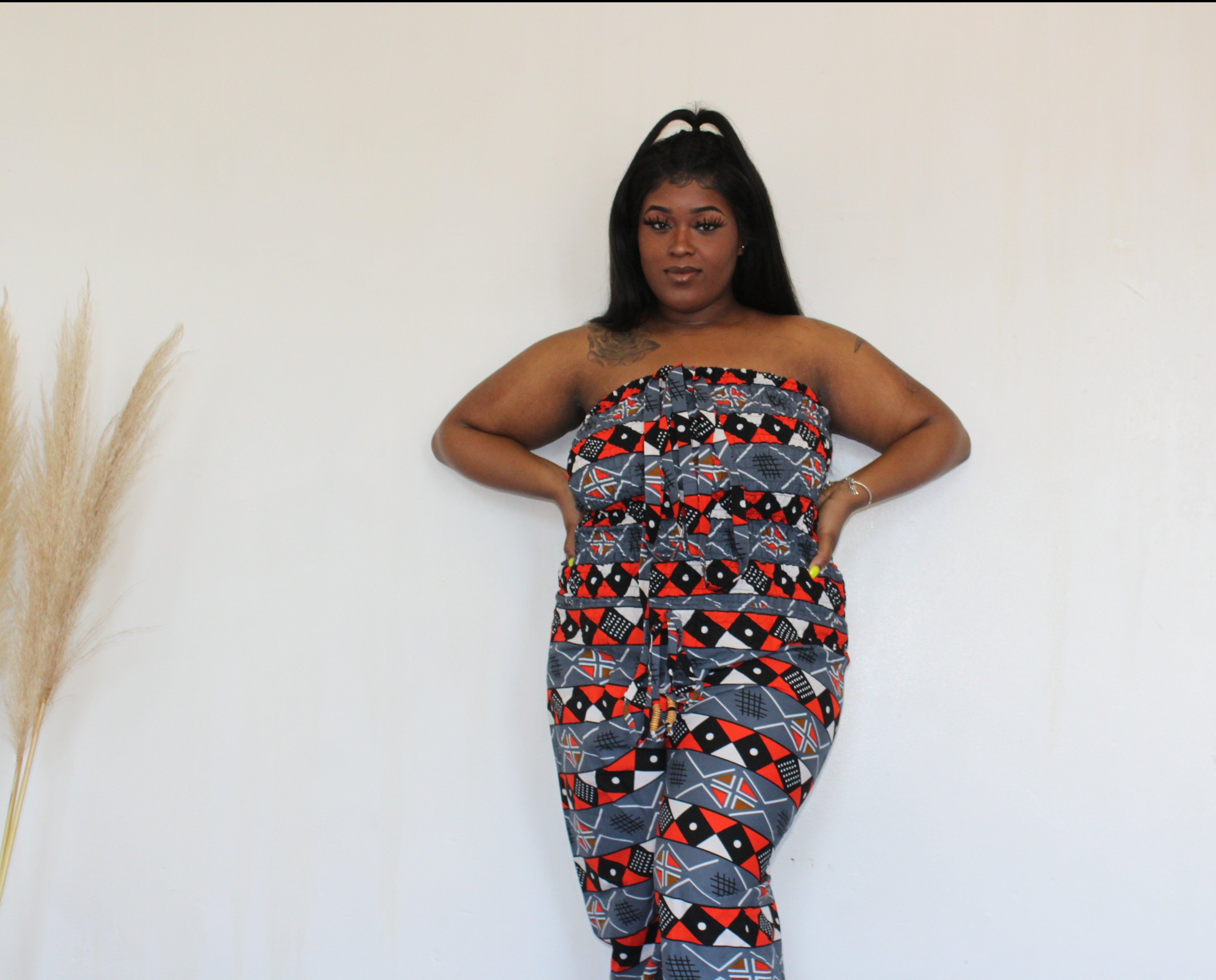 femme yogipreneur Africa print jumpsuit