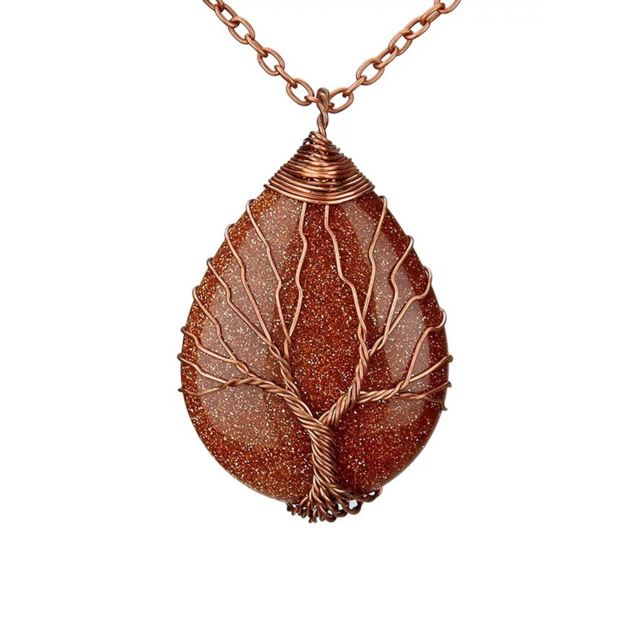 Goldstone wire wrapped pendant