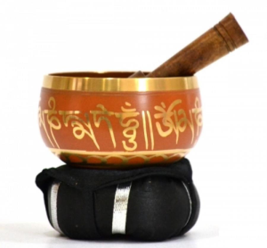 orange tibetan singing bowl