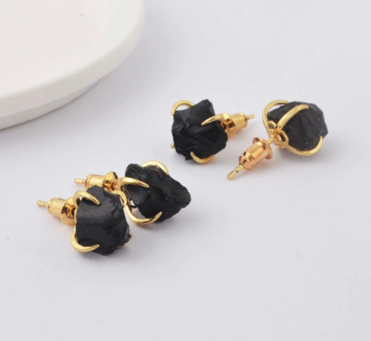 obsidian crystal earrings