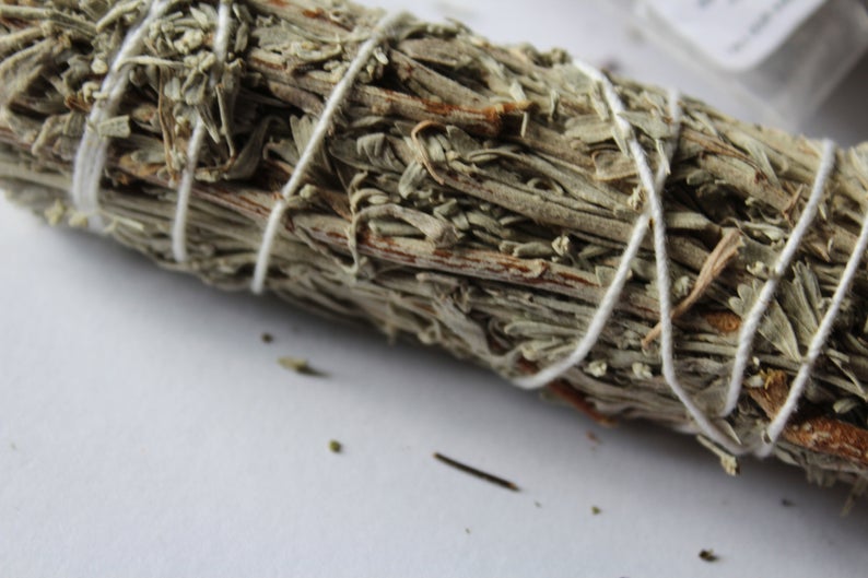 blue sage with white sage stick