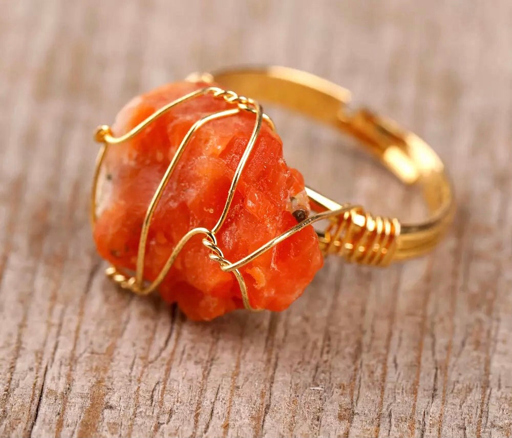 red agate crystal ring