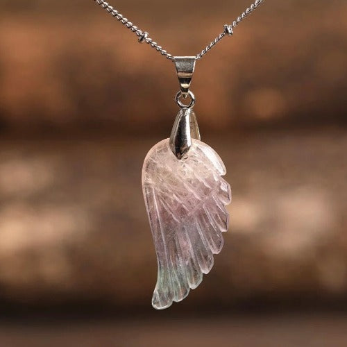 Angel wing healing crystal necklaces 