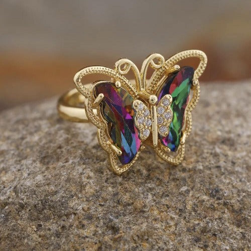 butterfly crystal ring