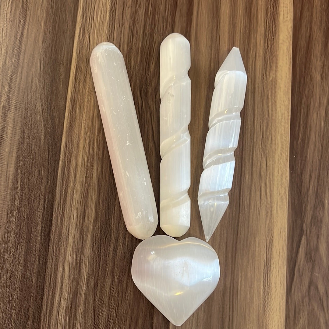 Selenite Satin Spar wand & heat