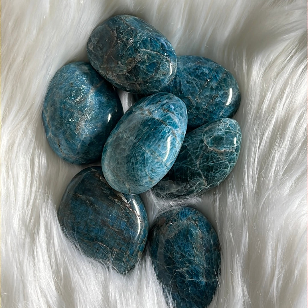 blue apatite tumble stones