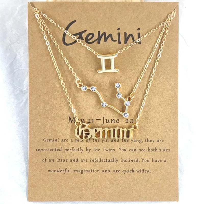 3 piece set Zodiac necklace- Constellation