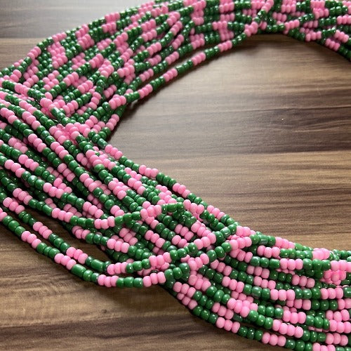 Authentic pink and green waist beads for women