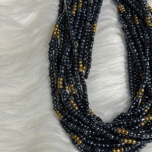 Black & gold waist beads