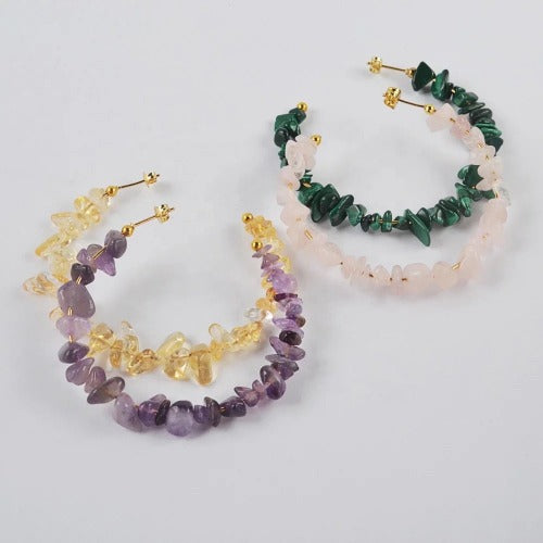 healing crystal earring hoops