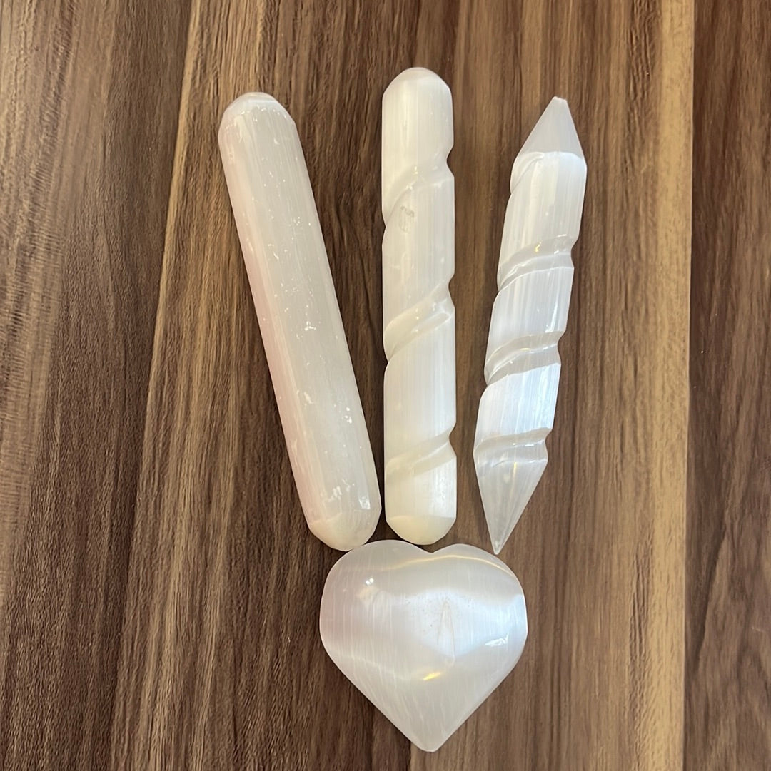 Selenite Satin Spar wand & heat