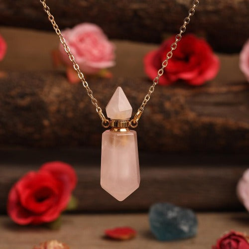 rose quartz pendant necklace