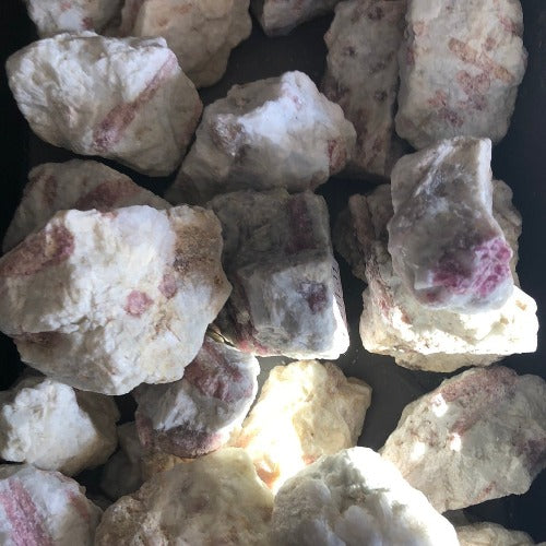 raw pink healing stones