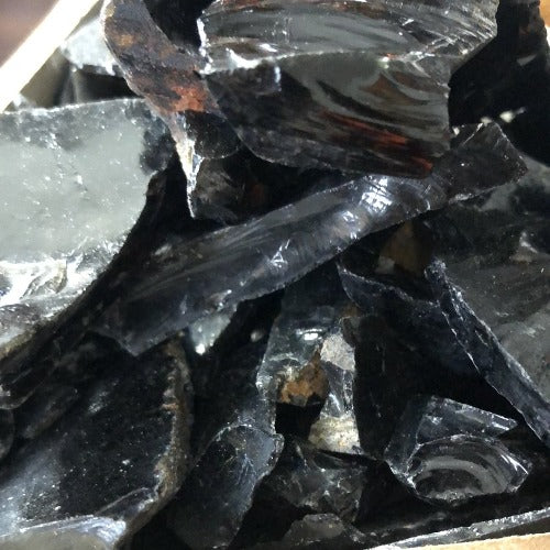 raw black obsidian stone