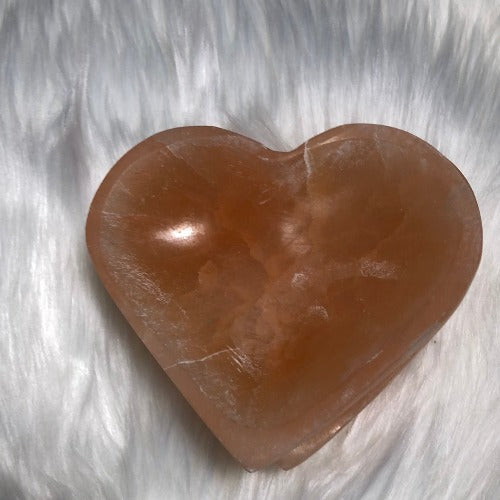 peach selenite bowl