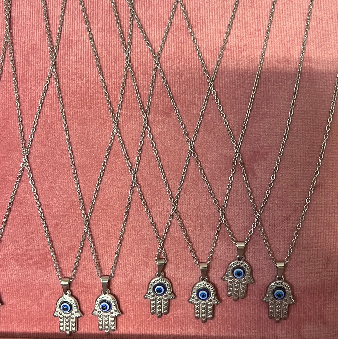 Hamsa Hand charm with Evil eye necklace